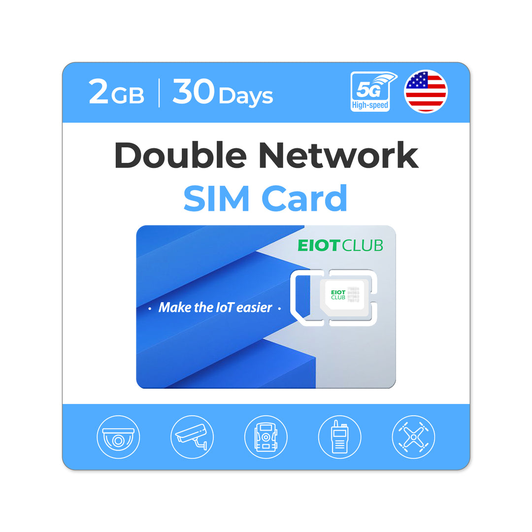 Eiotclub 2GB Double Network SIM Card for IoT devices, valid for 30 days.