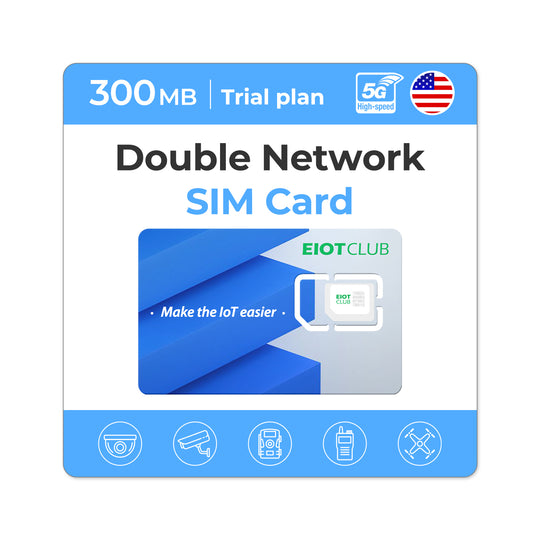 Eiotclub 300MB Double Network SIM Card for IoT devices with AT&T and T-Mobile support.