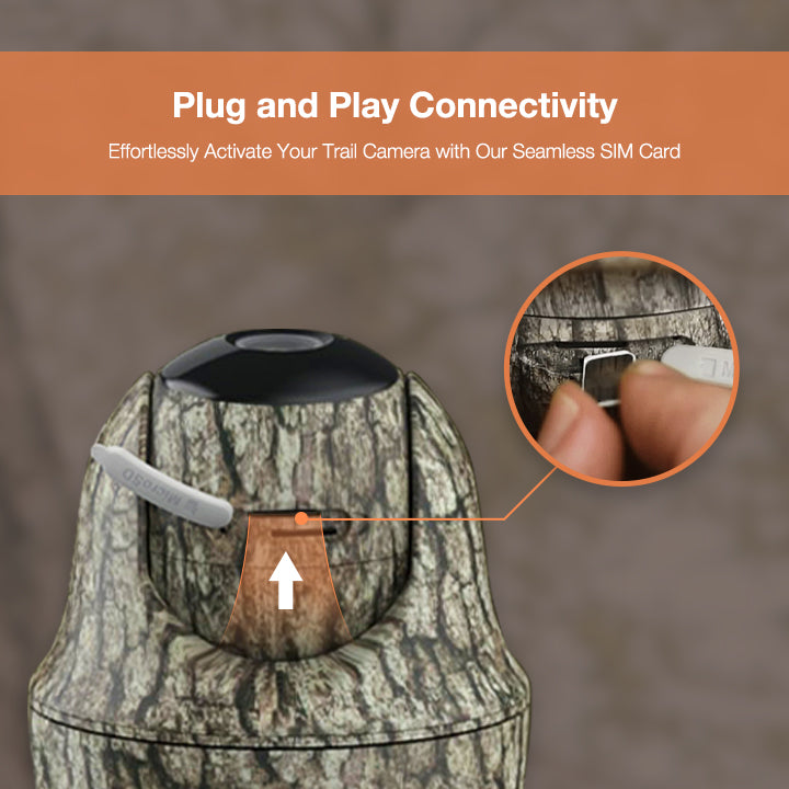 Inserting 4G SIM card into trail camera for easy activation and connectivity.