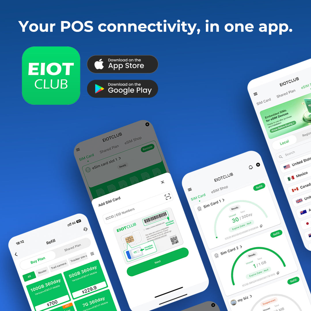 EIOTCLUB プロフェッショナル POS SIM カード: 信頼性の高い決済を実現するトリプルネットワーク接続
