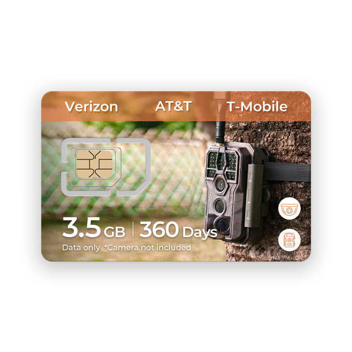 3.5GB 4G Data SIM card for trail camera with 360 days of service.