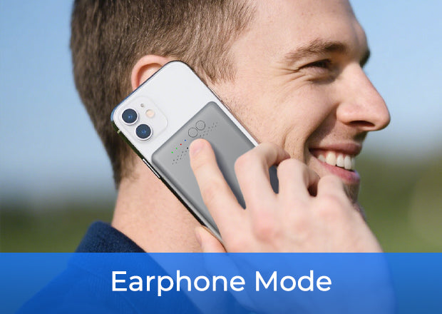 Digital voice recorder in earphone mode for private listening with a smartphone.