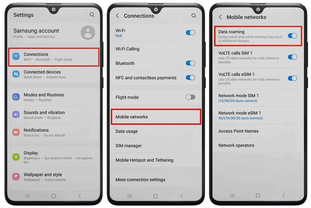 Enable Data Roaming